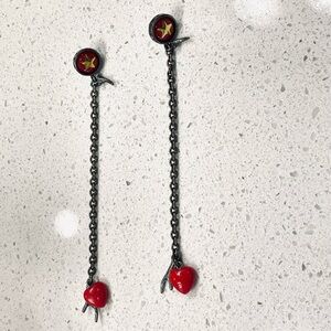 Diesel Red Heart Chain Earrings